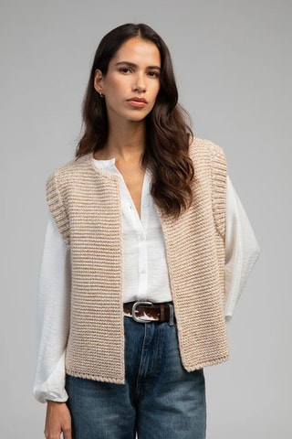 Gilet sans manches en laine - Beige chiné