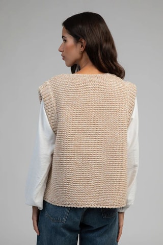 Gilet sans manches en laine - Beige chiné