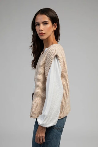 Gilet sans manches en laine - Beige chiné