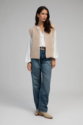 Gilet sans manches en laine - Beige chiné