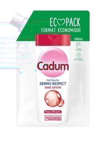 Navulling Douchegel Dermo-Respect zonder Zeep Cadum - Voor de gevoelige en kwetsbare huid - 500 ml