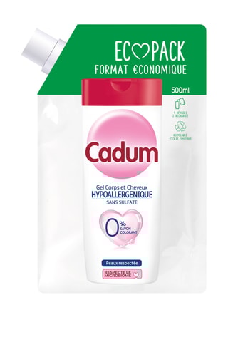 Navulling Hypoallergene Douchegel Zonder Sulfaat Cadum - Alle haartypes - 500 ml