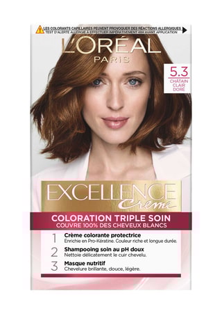 Permanente Kleuring Triple Soin Excellence Crème - 5.3 Châtain clair doré - Normaal Haar