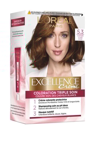 Permanente Kleuring Triple Soin Excellence Crème - 5.3 Châtain clair doré - Normaal Haar