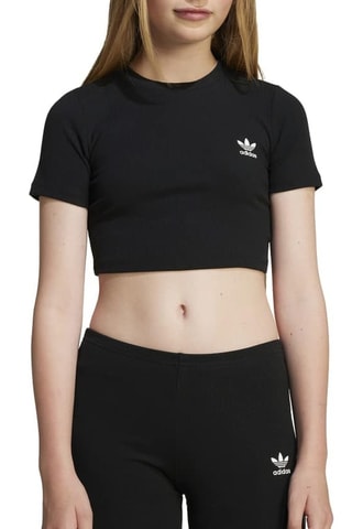 T-shirt cropped Rib crop tee - Noir
