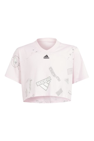 T-shirt cropped Brand Love - Rose clair