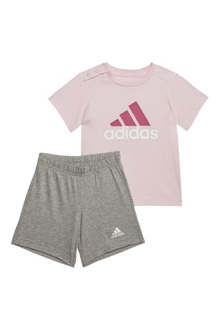 T-shirt et short en coton biologique - Rose et gris chiné