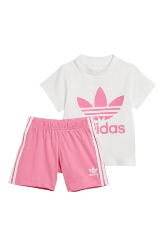 T-shirt en Short Trefoil - Wit en Roze