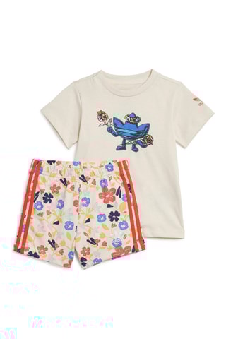 T-shirt e shorts Floral - Beige e rosso