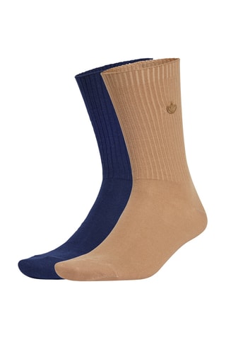 2 paires de chaussettes en coton biologique Premium Essentials - Marron clair et bleu marine