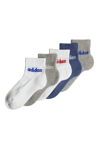 5 paires de chaussettes d’entrainement Linear - Blanc et gris foncé chiné