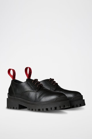 Derbys plateformes en cuir - Noir