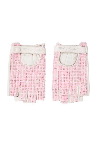 Mitaines en laine - Rose et blanc