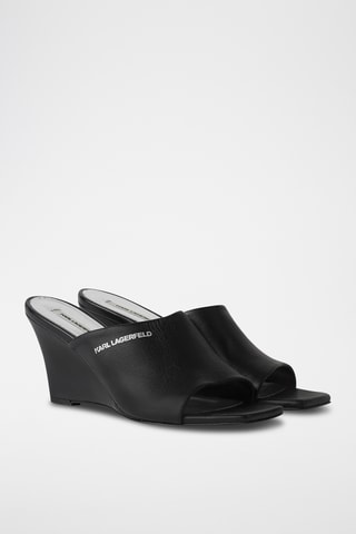 Mules compensées en cuir - Noir