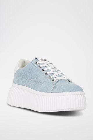 Baskets plateformes en jean - Bleu clair