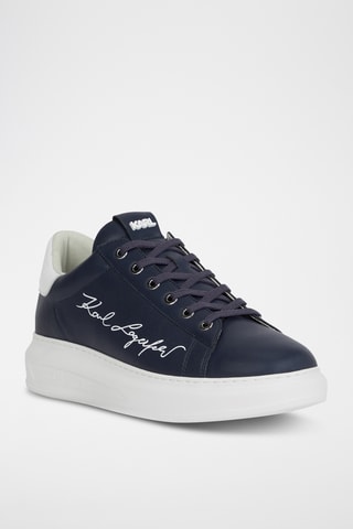 Baskets plateformes en cuir - Bleu marine