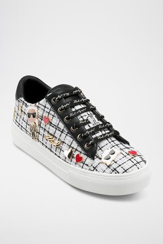 Baskets plateformes en tweed - Blanc et noir