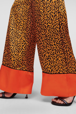 Pantalon wide legs taille haute - Orange et noir