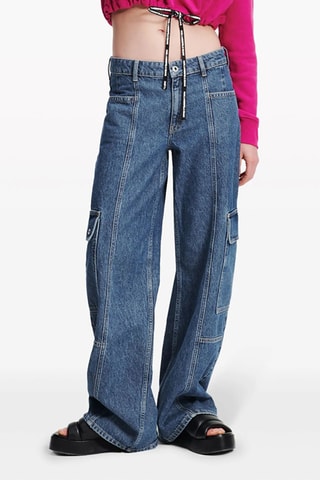 Jean cargo en coton biologique - Bleu foncé