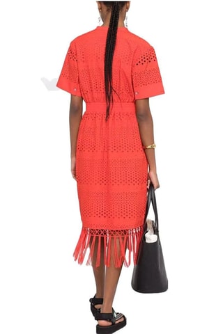 Robe droite en broderie anglaise - Rouge