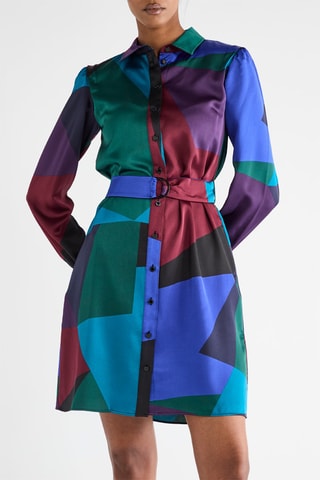 Robe chemise - Vert foncé et ciel