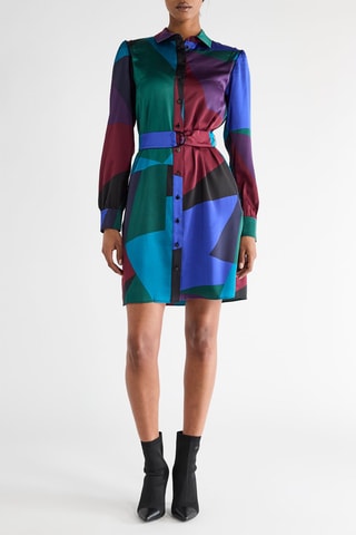 Robe chemise - Vert foncé et ciel