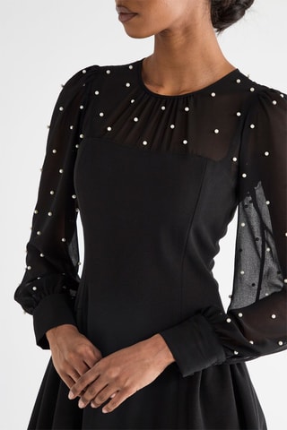 Robe trapèze bi-matière - Noir