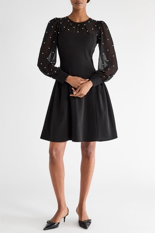 Robe trapèze bi-matière - Noir