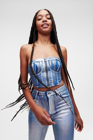 Top bustier en coton biologique - Bleu