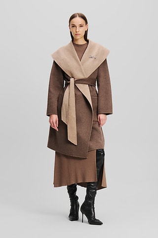 Manteau réversible en laine - Marron et beige