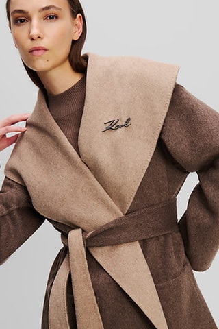 Manteau réversible en laine - Marron et beige