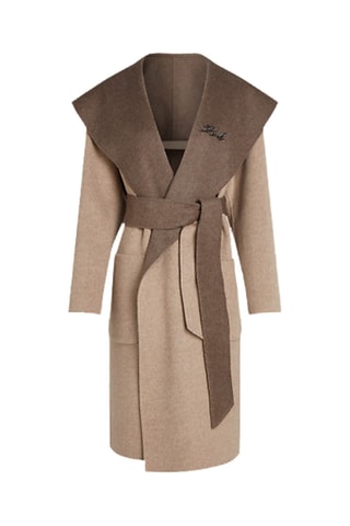 Manteau réversible en laine - Marron et beige