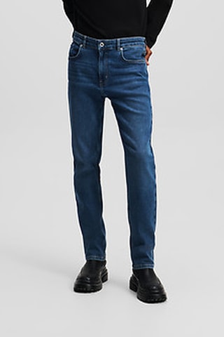 Jean slim en coton biologique - Bleu marine