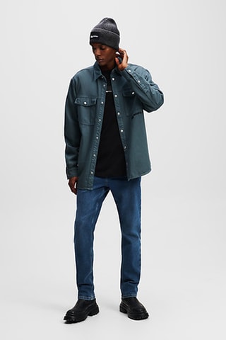 Jean slim en coton biologique - Bleu marine