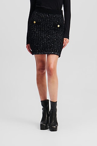 Jupe droite en tweed - Noir