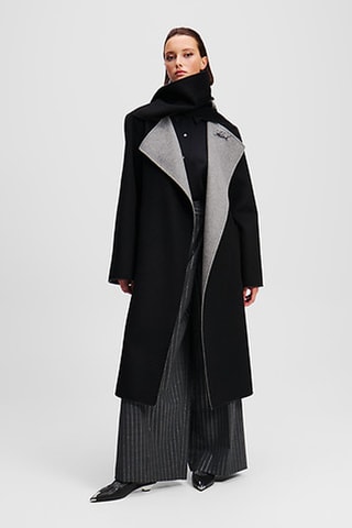 Manteau réversible en laine - Gris clair et noir