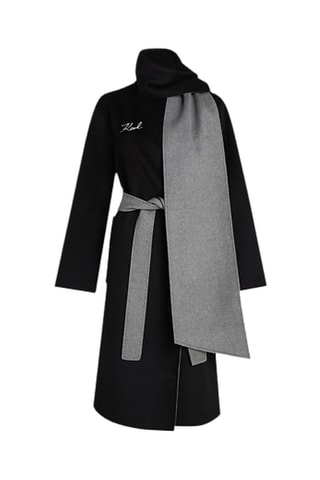 Manteau réversible en laine - Gris clair et noir