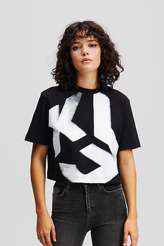 T-shirt cropped en coton biologique - Noir