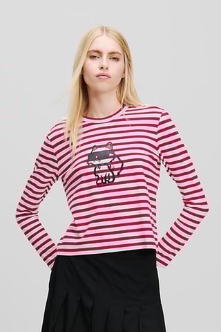 T-shirt en coton biologique - Fuchsia et blanc