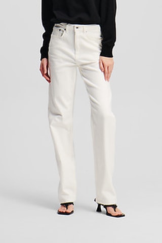 Jean straight en coton biologique taille haute - Blanc