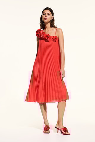 Robe plissée - Corail