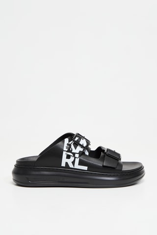 Mules plateformes en cuir - Noir