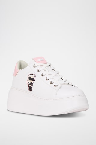 Baskets plateformes en cuir - Blanc et rose