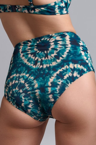 Bas de maillot taille haute Lotus - Bleu et vert