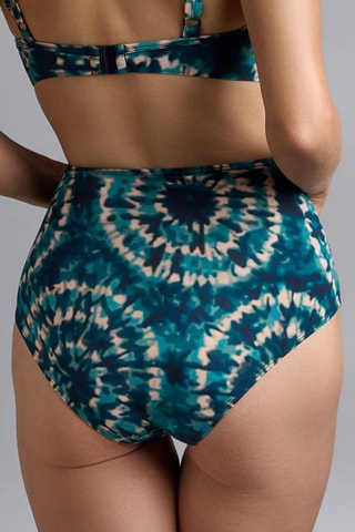 Bas de maillot taille haute Lotus - Bleu et vert