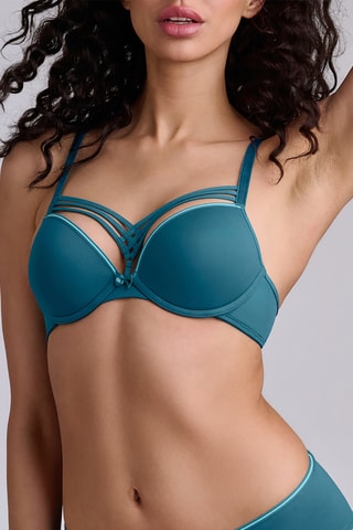 Soutien-gorge push-up Dame de Paris - Bleu pétrole et bleu canard