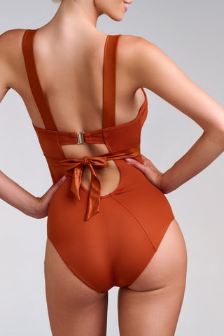 Maillot 1 pièce coques Cache-cœur - Orange foncé