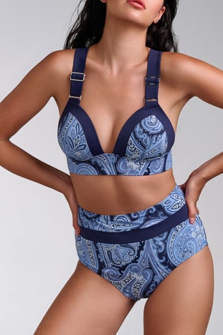 Bas de maillot taille haute Cache-cœur - Bleu marine