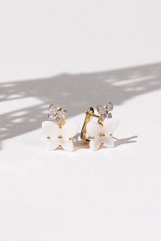 Boucles d'oreilles Enisa - Or jaune, céramique et diamants