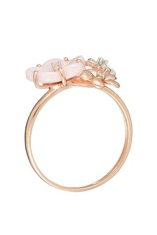 Bague Floraison -  Or rose, céramique et diamants